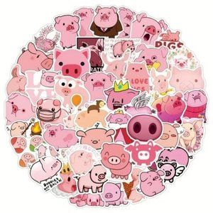 New 50 PCS Waterproof Cute Pig Stickers